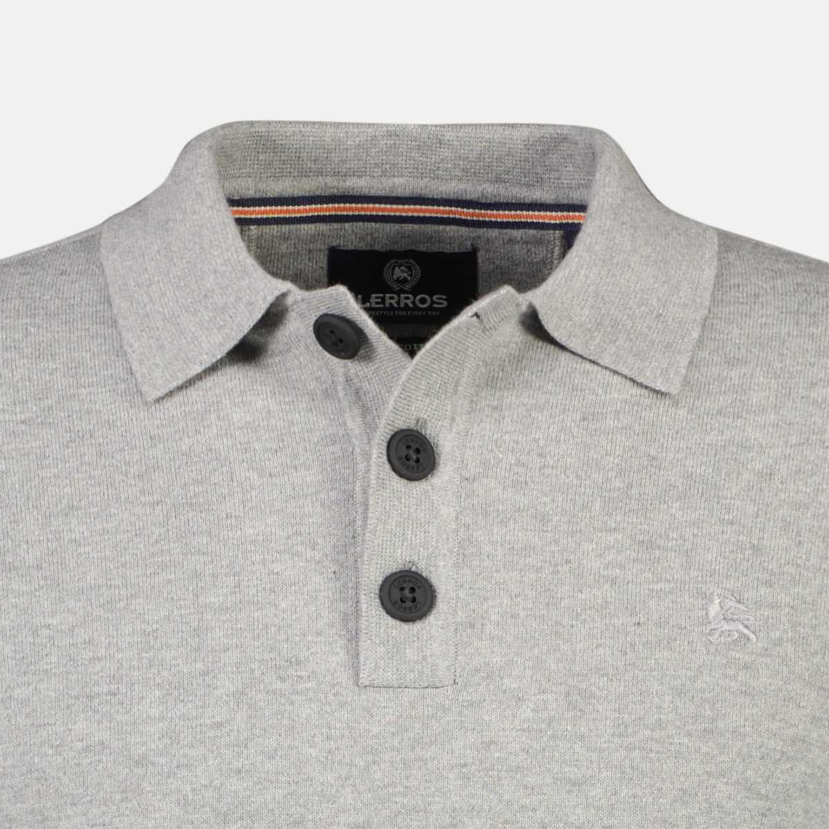 Lerros, Grey Longsleeves Naboulsi Poloshirt Flat-knit – With Distinction