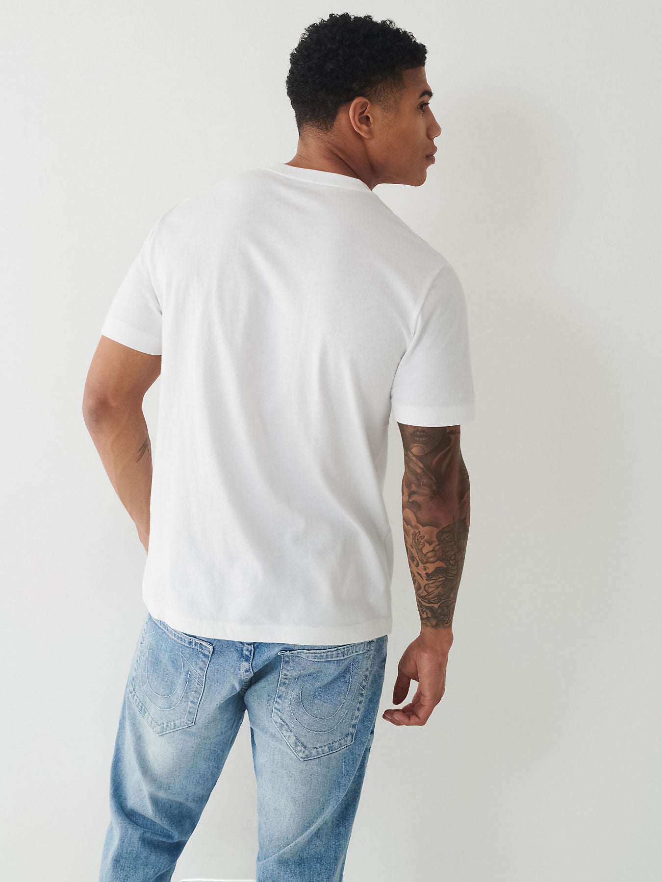 True Religion, White Buddha Logo Tee