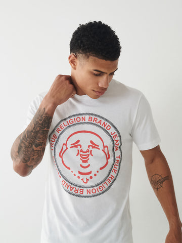 True Religion, White Buddha Logo Tee