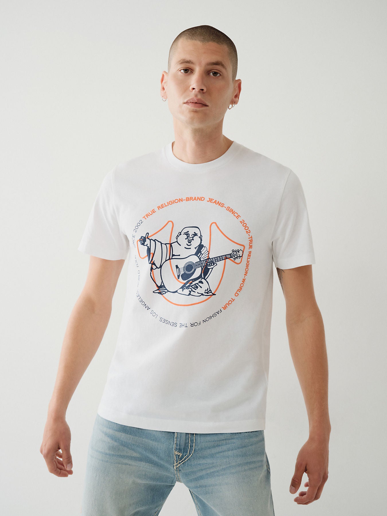 True Religion, Buddha Graphic Design  White T-Shirt