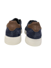 Load image into Gallery viewer, Pedro, Stitched Suede Sneakers In Navy With Brown Leather Accent
