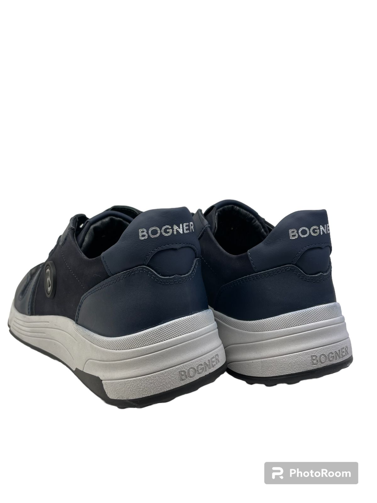 Bogner,  Navy Leather Mixed Fabrics