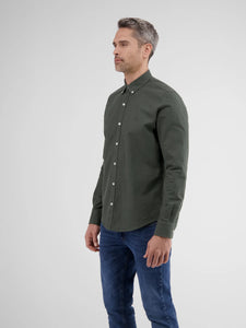 Lerros, Olive Oxford Shirt With Stretch And Button-Down Collar