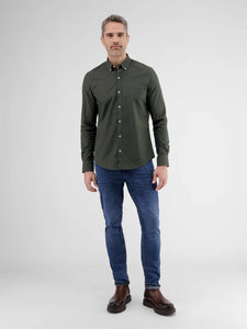 Lerros, Olive Oxford Shirt With Stretch And Button-Down Collar