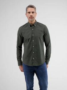 Lerros, Olive Oxford Shirt With Stretch And Button-Down Collar