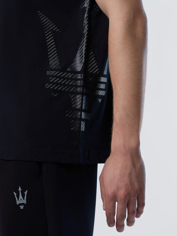 North Sails By Maserati, Black T-Shirt With Half Trident Print