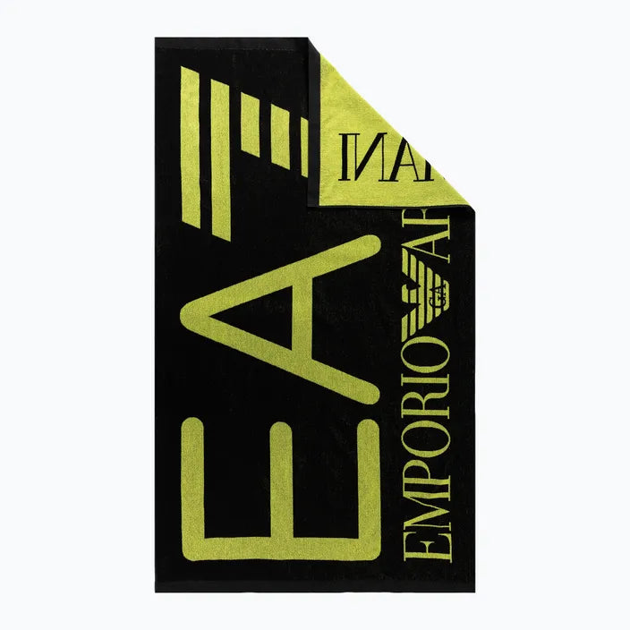 EA7, Black And Acid Lime Beach Towel