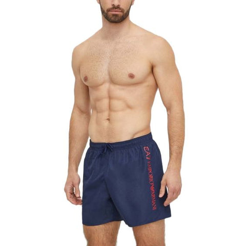 EA7, Navy With Red Brand Name SwimShort