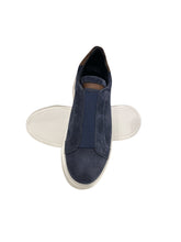 Load image into Gallery viewer, Pedro, Stitched Suede Sneakers In Navy With Brown Leather Accent
