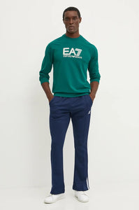 Emporio Armani, Visibility  Cotton Crew-Neck Green Sweatshirt