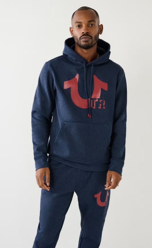 True Religion, Red Horse Shoe Logo Navy Hoodie