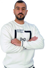 Load image into Gallery viewer, Gilbert Teckel,White Sweatshirt With A Navy Design
