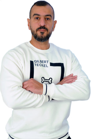 Gilbert Teckel,White Sweatshirt With A Navy Design