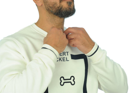 Gilbert Teckel,White Sweatshirt With A Navy Design