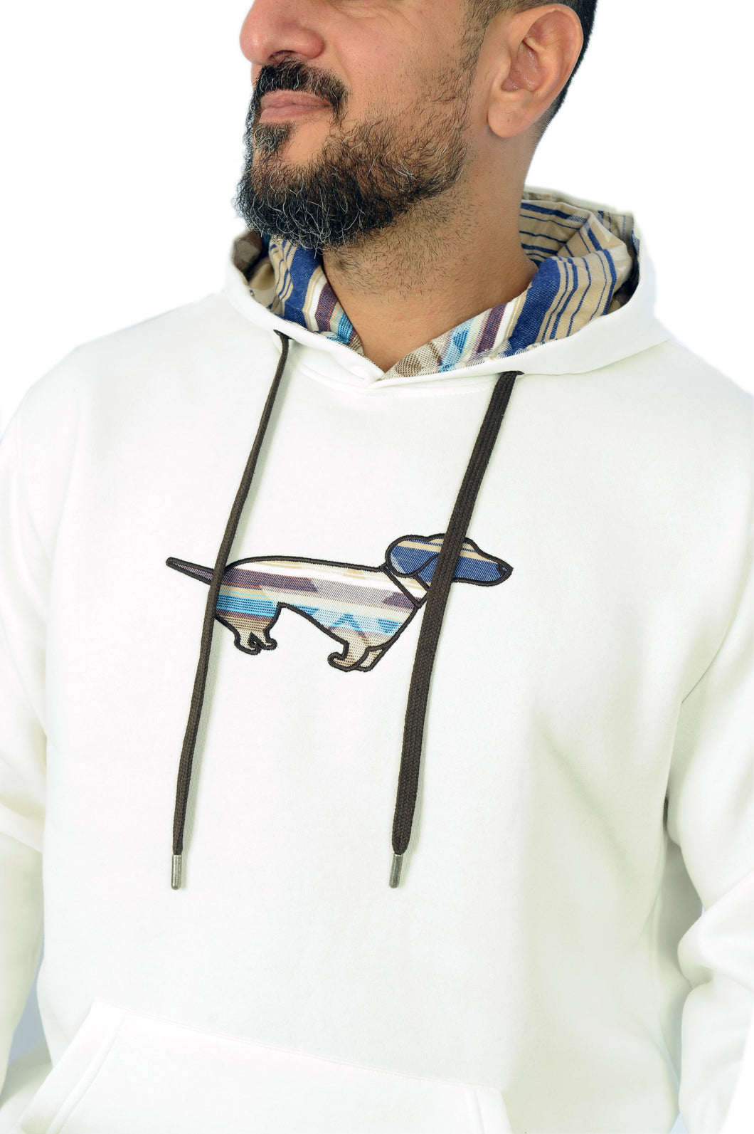 Gilbert Teckel,Off White Hoody With Special Colorful Dog