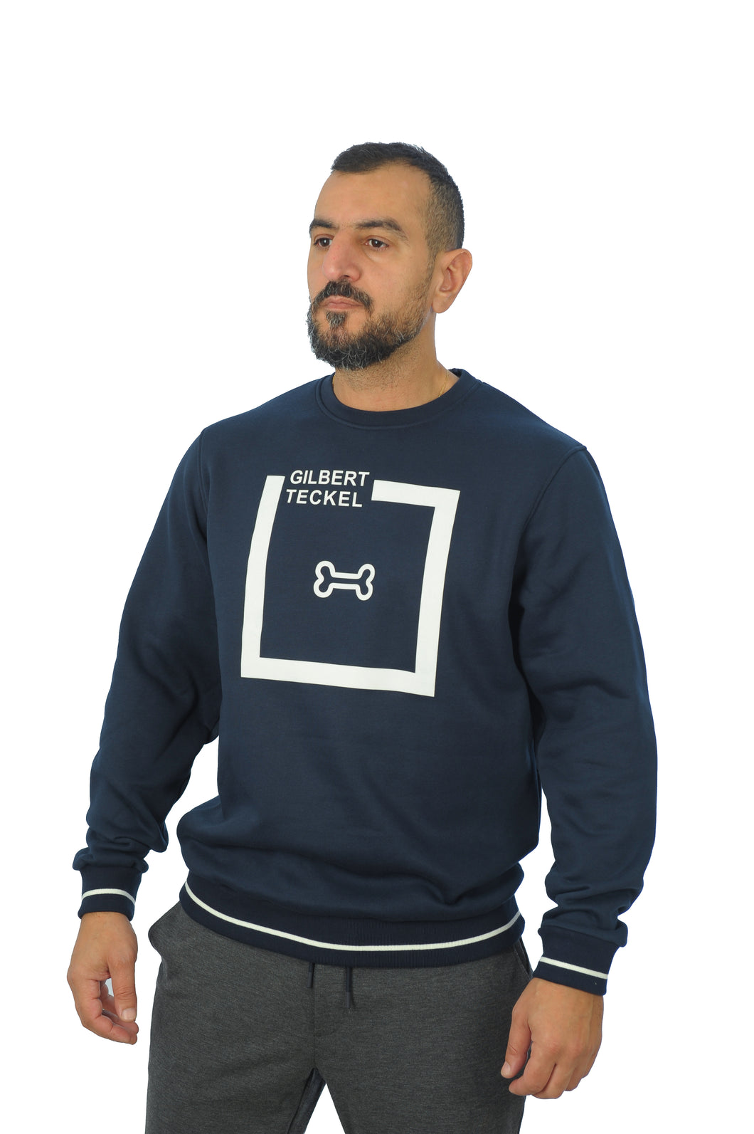 Gilbert Teckel,Navy Sweatshirt With A White Design