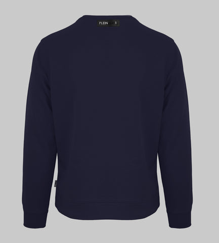 Plein Sport, Navy Sweater With A Tiger And Emblem Logo