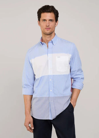 Façonnable, Regular Fit Color Block Poplin Shirt