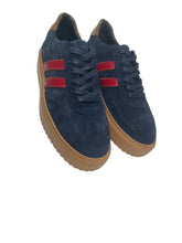 Load image into Gallery viewer, Pedro, Navy Suede Shoes With 2 Red Stripes
