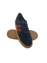 Load image into Gallery viewer, Pedro, Navy Suede Shoes With 2 Red Stripes
