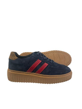 Load image into Gallery viewer, Pedro, Navy Suede Shoes With 2 Red Stripes
