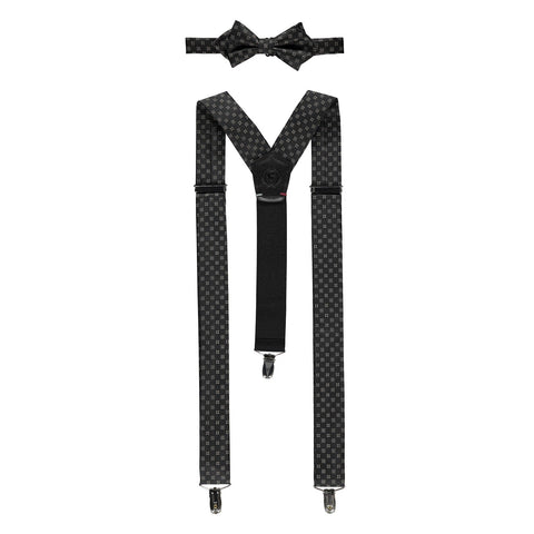 Lerros, Black Elastic Suspenders With Bow-tie