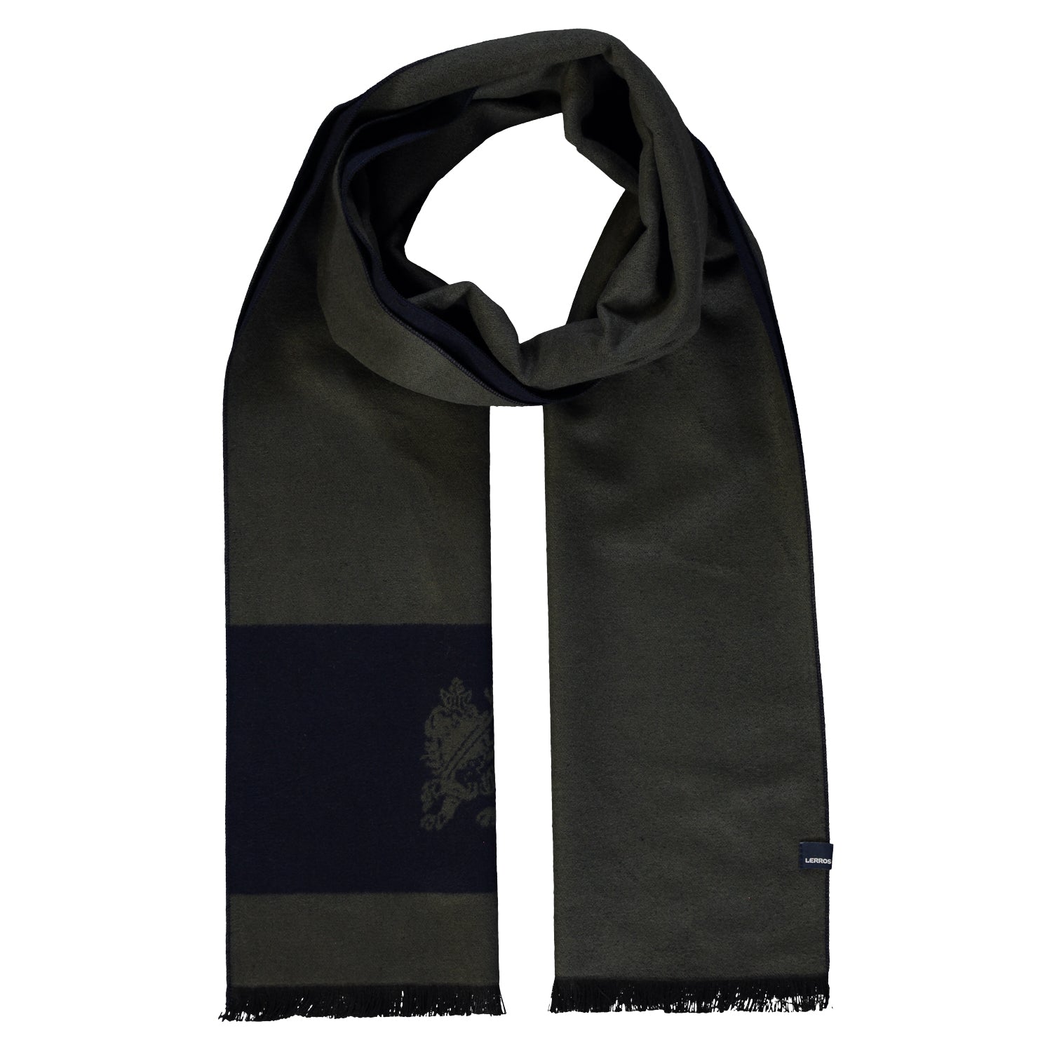 Lerros, Navy-Olive Scarf With Lerros Logo