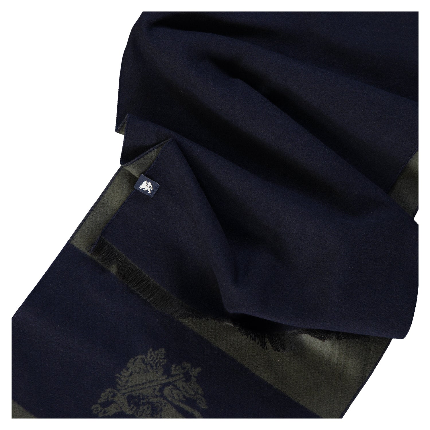 Lerros, Navy-Olive Scarf With Lerros Logo