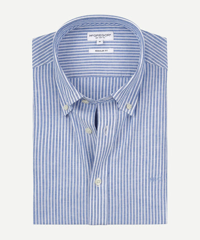 McGregor, Navy Cotton Linen Stripe