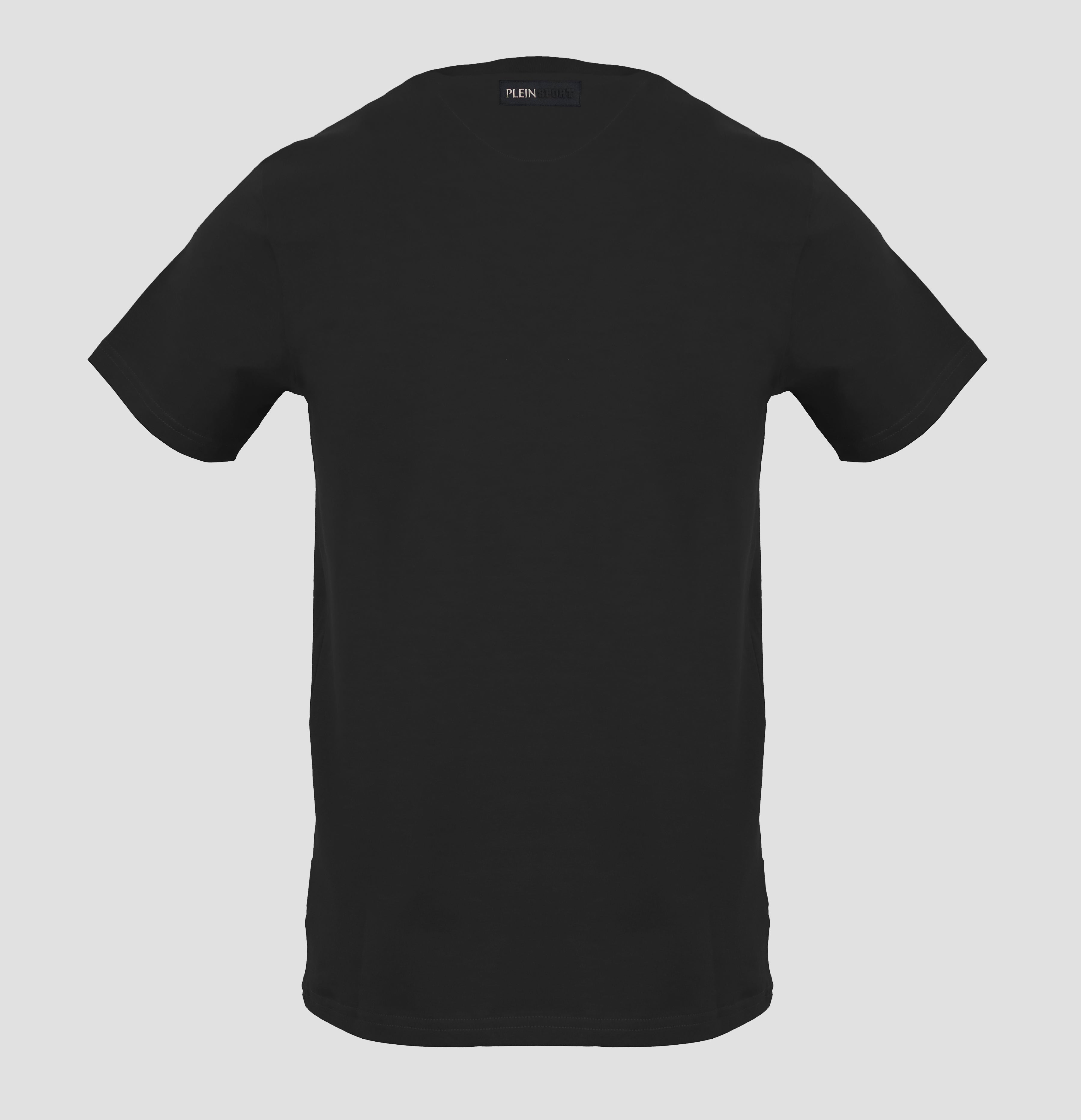 Plein Sport, Basic Black T-Shirt With A Small Tiger Logo