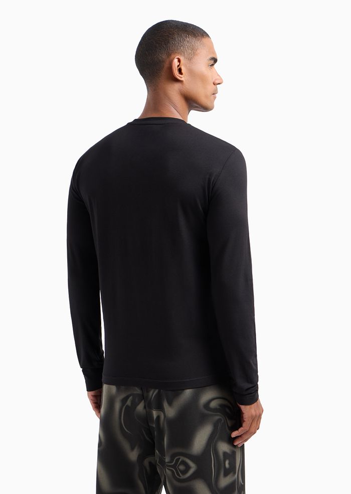 Emporio Armani, Visibility Stretch-Cotton Long-Sleeved Black T-Shirt