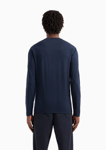 Emporio Armani, Visibility Stretch-Cotton Long-Sleeved Navy T-Shirt