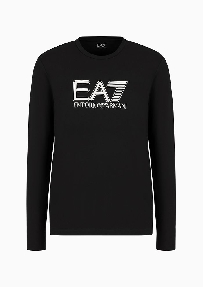 Emporio Armani, Visibility Stretch-Cotton Long-Sleeved Black T-Shirt