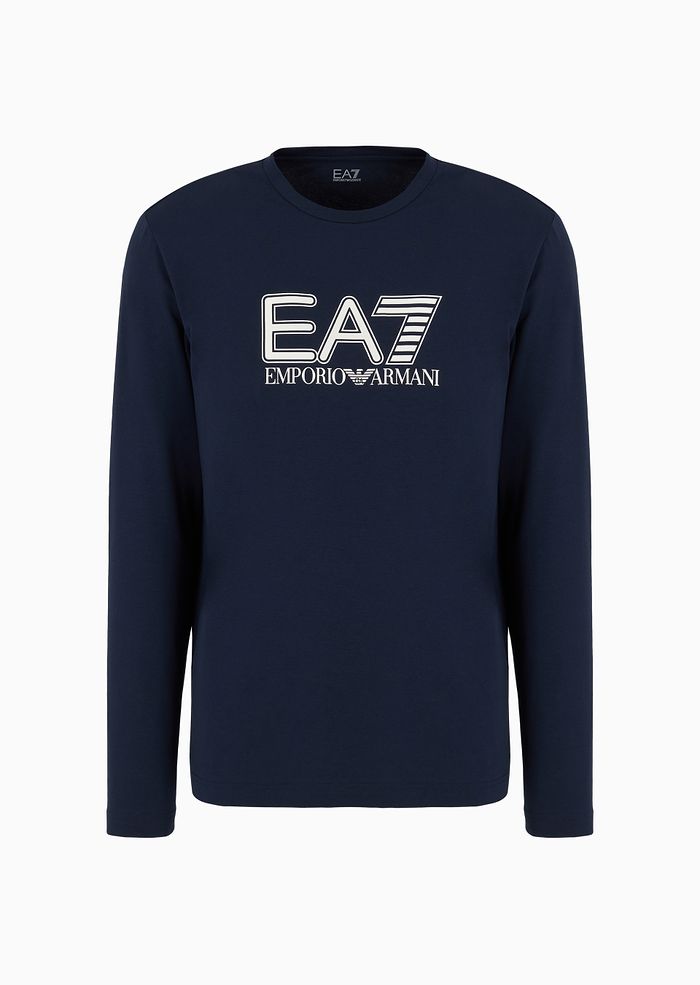 Emporio Armani, Visibility Stretch-Cotton Long-Sleeved Navy T-Shirt