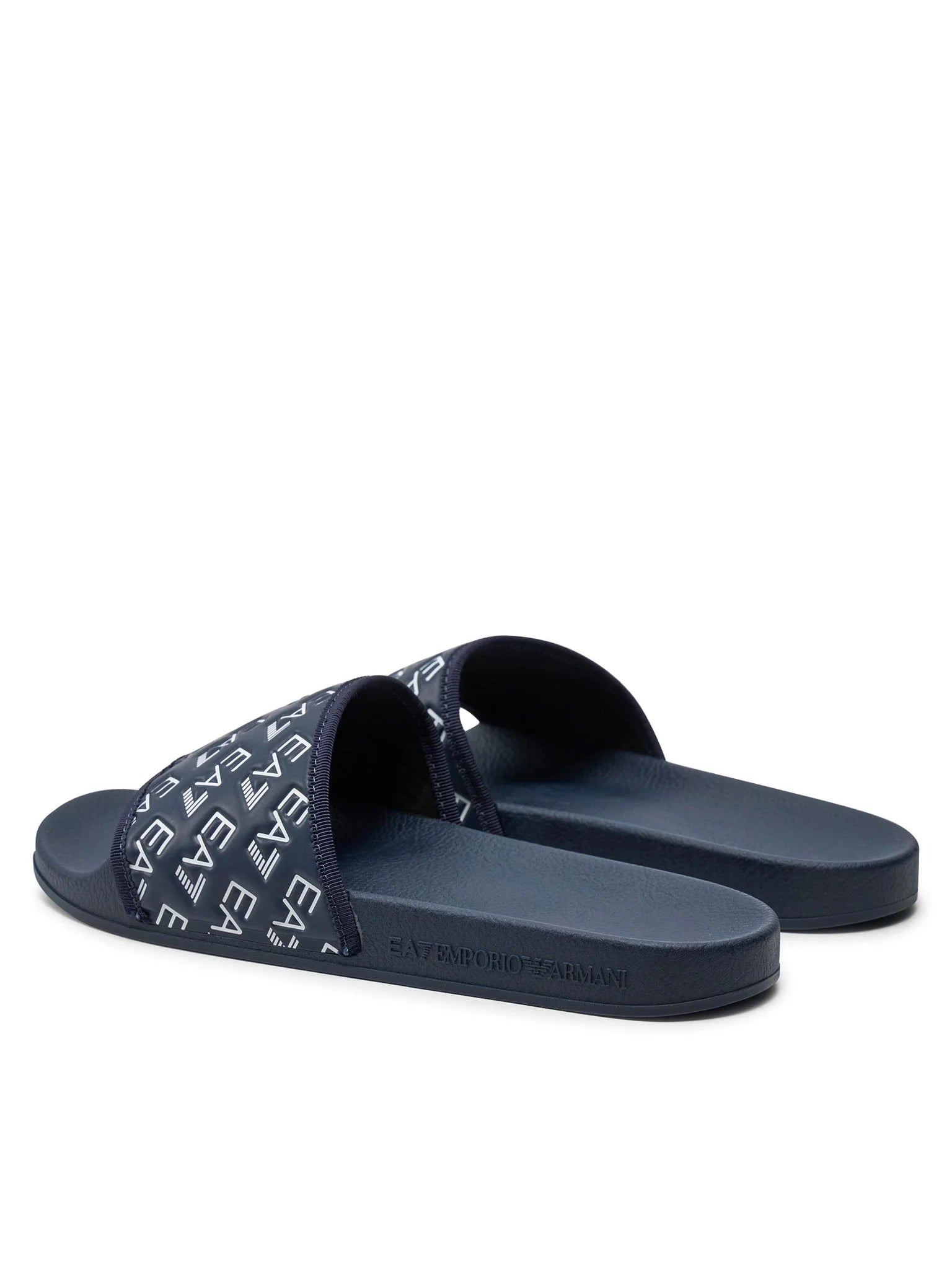 EA7, Navy Monogram-Printed Logo Slides