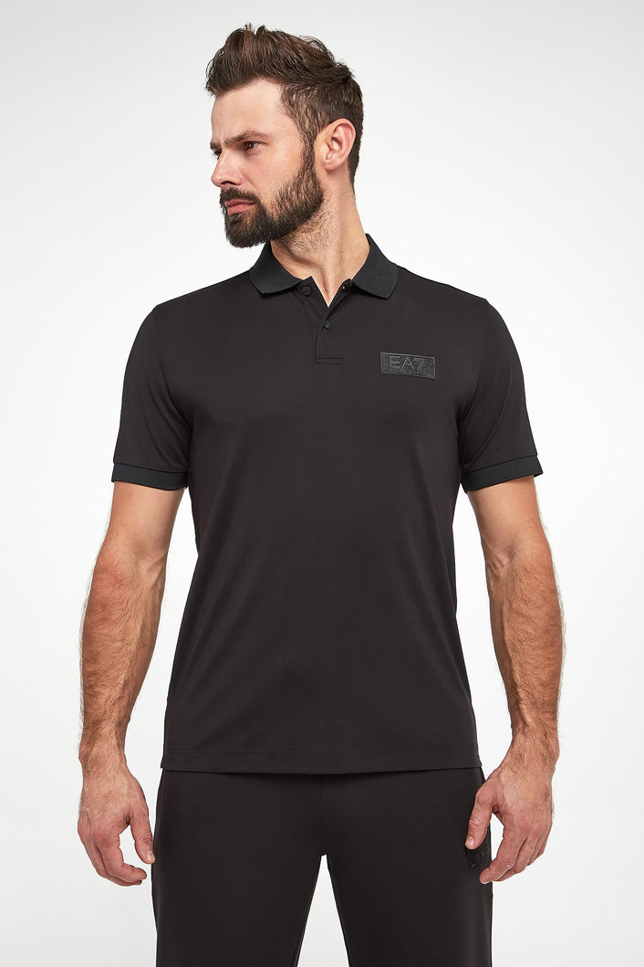 Emporio Armani ,Soft Fabric Black  Polo Shirt