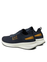 Load image into Gallery viewer, Emporio Armani,  Navy Knit Sneakers With Gold Details
