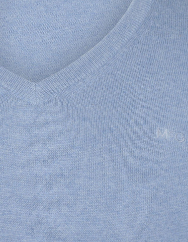 McGregor,  V-Neck Cotton/Merino Blue Sweater