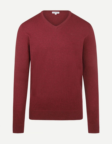 McGregor,  V-Neck Cotton/Merino Bordeaux Sweater