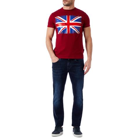 Aquascutum, Bordeaux T-Shirt With Union Jack Flag Logo