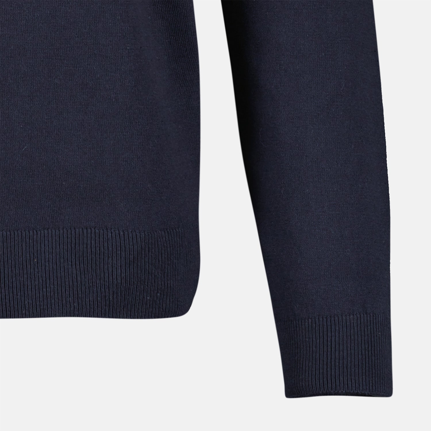 Lerros, Navy Flat-knit Poloshirt With Longsleeves