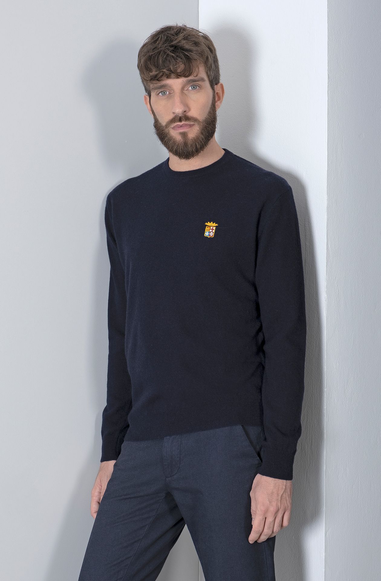 Marina Militare,Navy Basic Crew Neck Wool Sweater