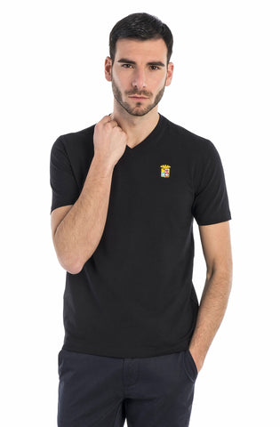 Marina Militare,Black Basic V-Neck T-Shirt