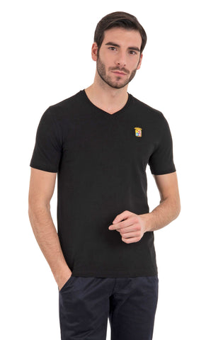 Marina Militare,Black Basic V-Neck T-Shirt