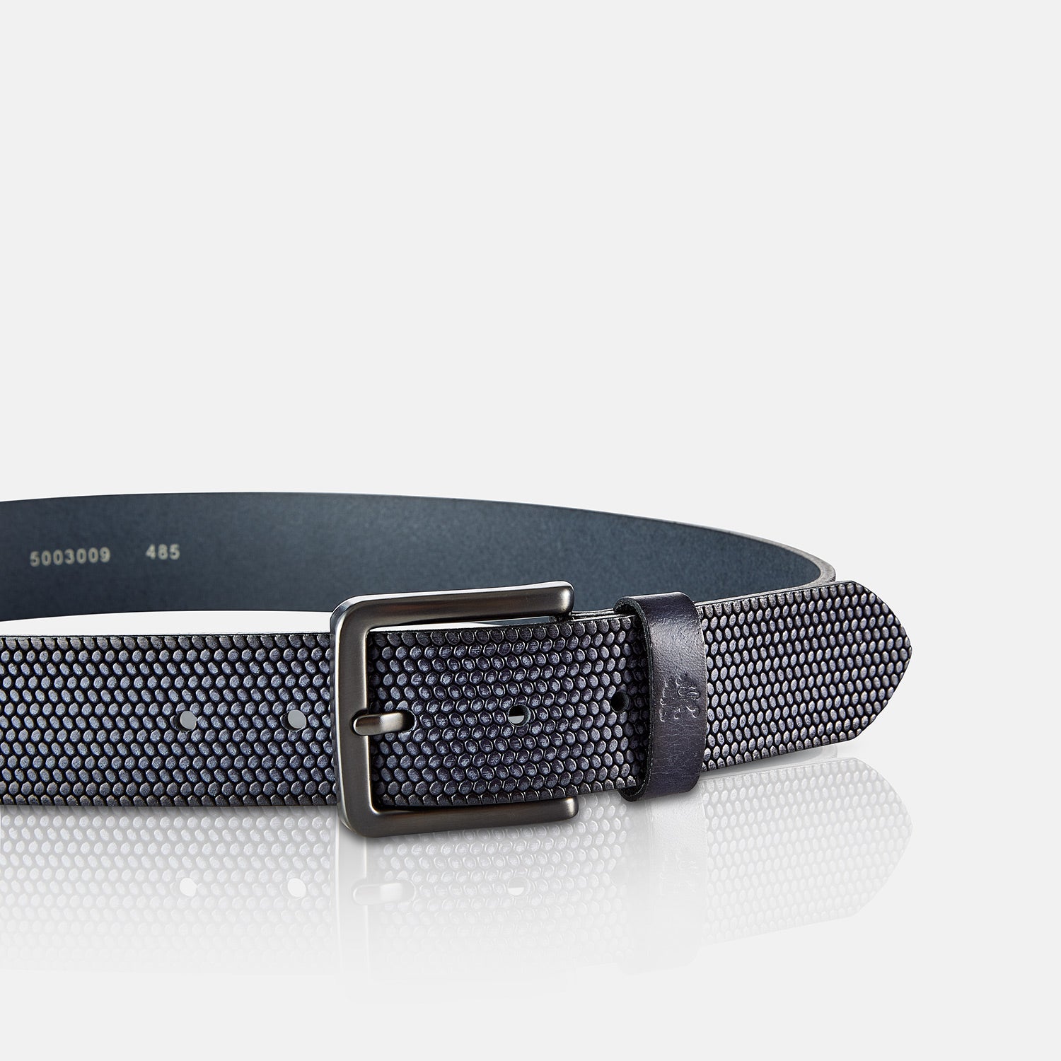 Lerros, Navy Belt  In Embossed Buffalo Leather