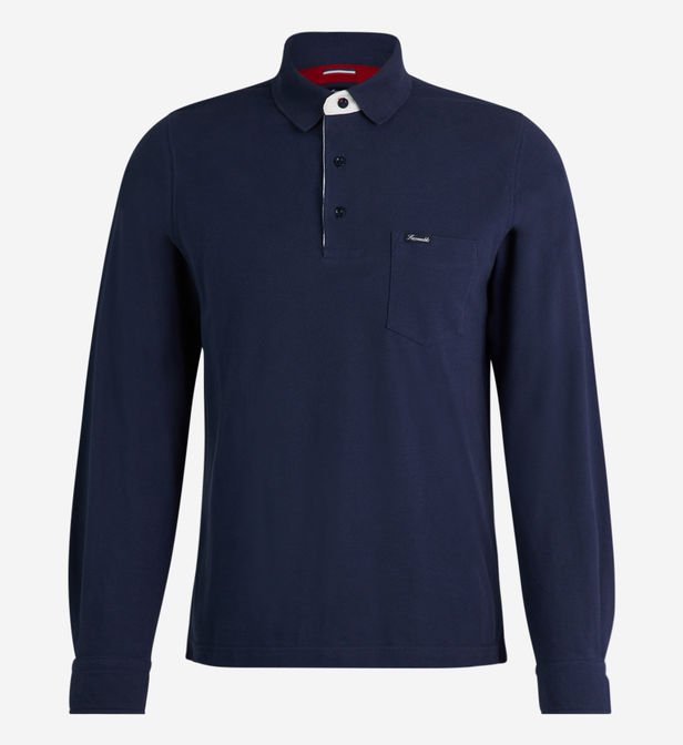 Façonnable,Shirt-style collar piqué polo shirt