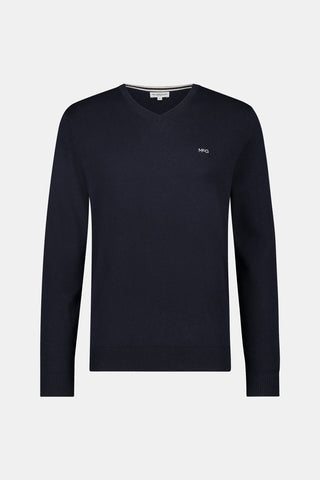 Mcgregor,Navy V-neck  Mix Cotton adn Linen Sweater