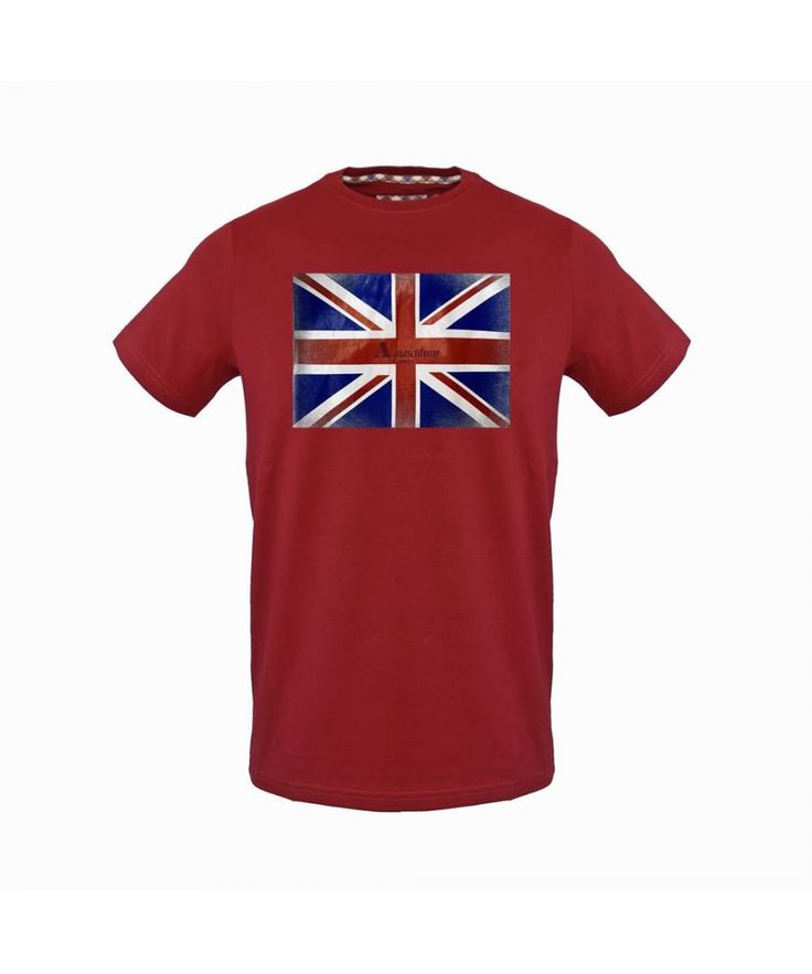 Aquascutum, Bordeaux T-Shirt With Union Jack Flag Logo