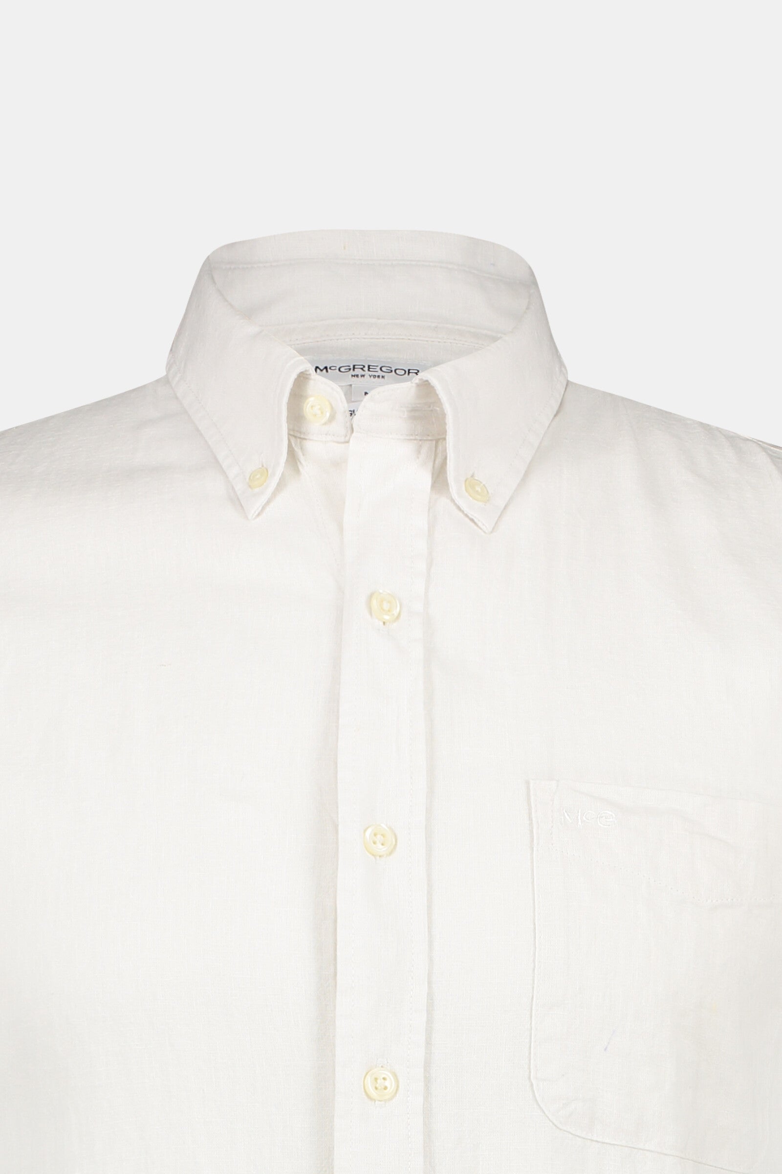 Mcgregor, White Regular Fit Short-Sleeved Shirt In Cotton And Linen