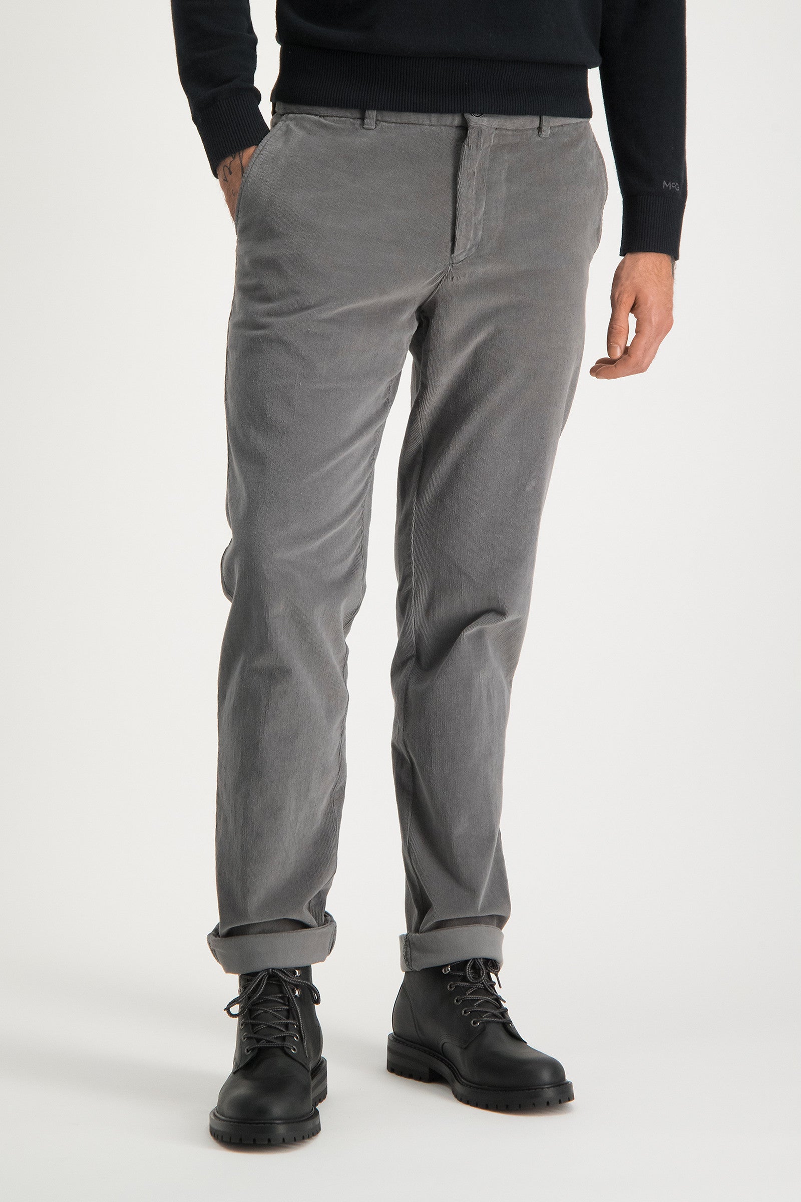 Mcgregor, Grey Garmet Dyed Slim Fit Chino With Fine Cord